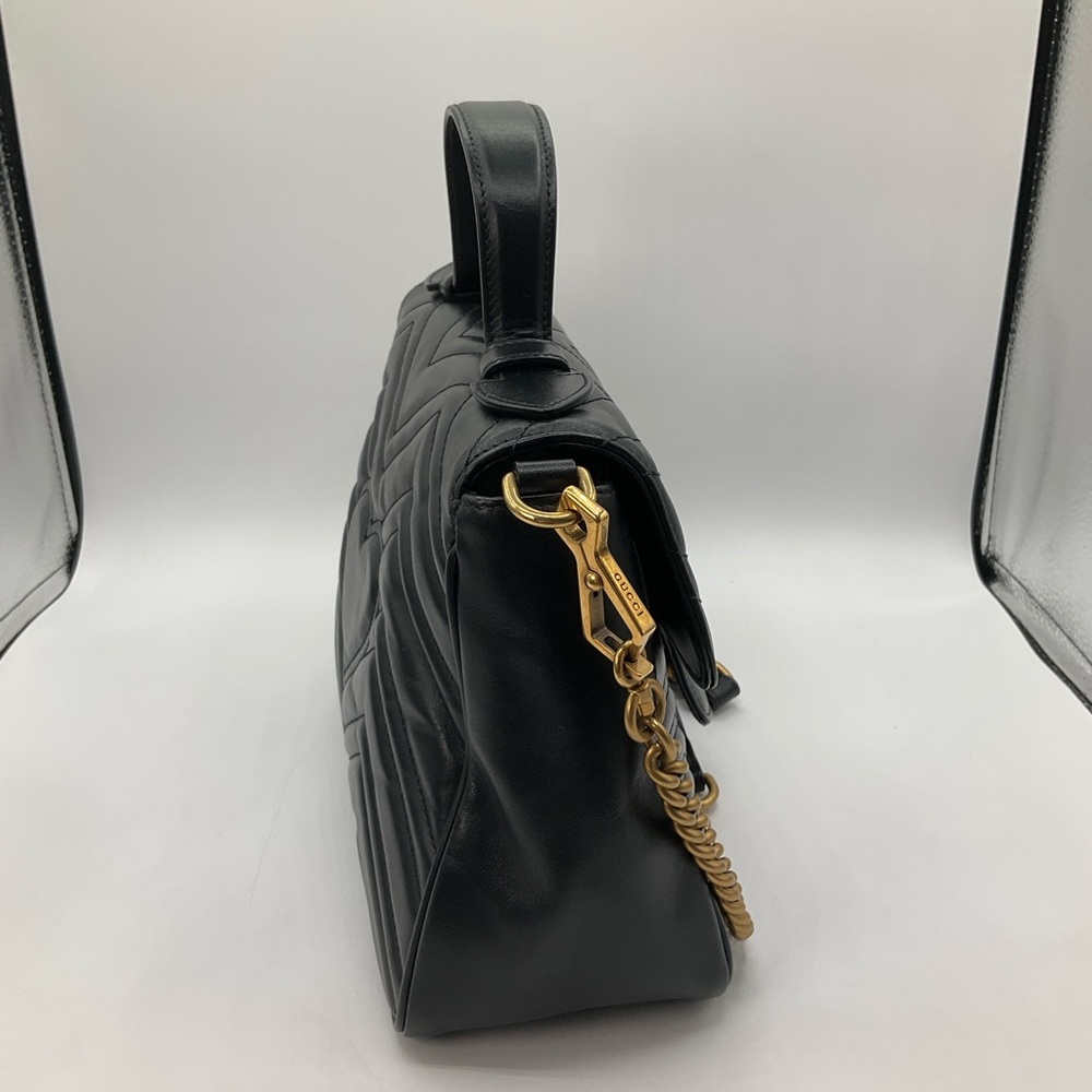 Gucci GG Marmont Matelasse Small Top Handle Black Leather Bag Purse - Picture 7 of 16